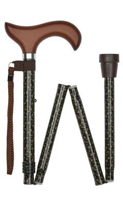 Scottish Swirl Leaf Pattern Adjustable Folding Walking Stick