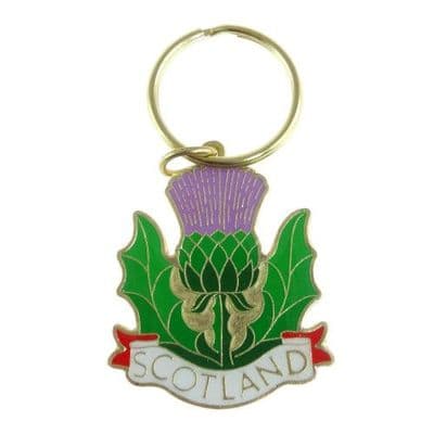 Scottish Thistle Key Ring - Metal Enamel