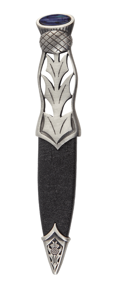 Étain mat Sgian Dubh avec dessus en pierre colorée
