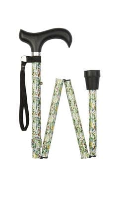 Scottish Wild Flowers Pattern Adjustable Folding Walking Stick