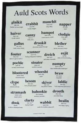 Scottish Words Tea Towel | Pure Cotton | 'Auld Scots Words' | Brilliant Scotland Design |