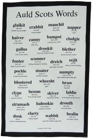 Scottish Words Tea Towel | Pure Cotton | 'Auld Scots Words' | Brilliant Scotland Design |