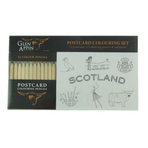 Set of 12 Postcards & Colouring Pencils with notebook