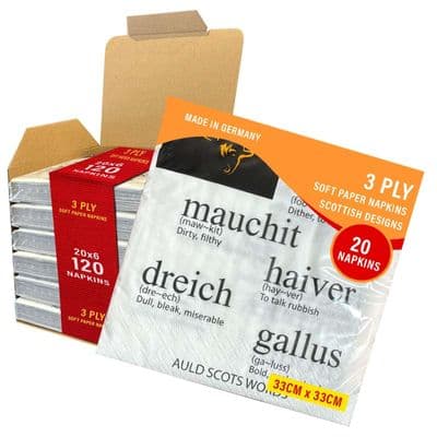Set of 120 Auld Scots Words Napkins (33cm x 33cm)