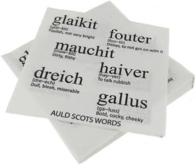 Set of 20 Auld Scots Words Napkins (33cm x 33cm)