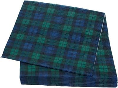 Set of 20 Black Watch Tartan Napkins (33cm x 33cm)