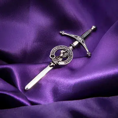 Sinclair Clan Kilt Pin - Traditional Scottish Surname Crest Sword Brooch