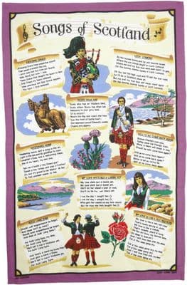 Songs Tea Towel | Pure Cotton | Famous Scottish Songs | Brilliant Scotland Design |