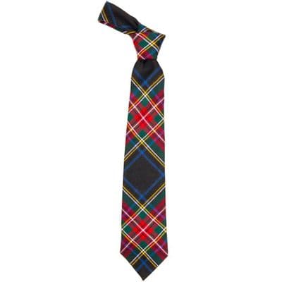 Stewart Black Modern Tartan Tie - 100% Wool - Traditional Neck Tie - Suitable For Any Occasion