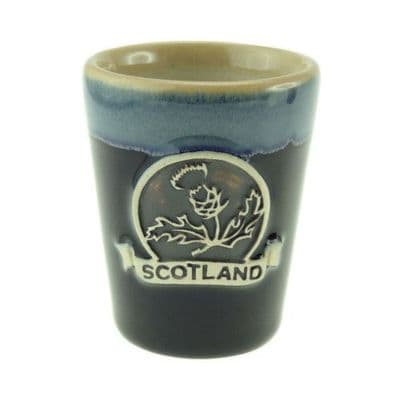 Thistle Shot Glass | Blue Stoneware Glass | Dishwasher Safe | Whisky, Vodka, Tequila |