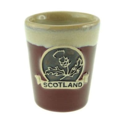 Thistle Shot Glass | Red Stoneware Glass | Dishwasher Safe | Whisky, Vodka, Tequila |