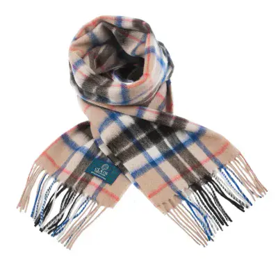 Thomson Camel Modern Tartan Scarf - 100% Lambswool - Luxury Soft Scarf - Suitable For Any Occasion