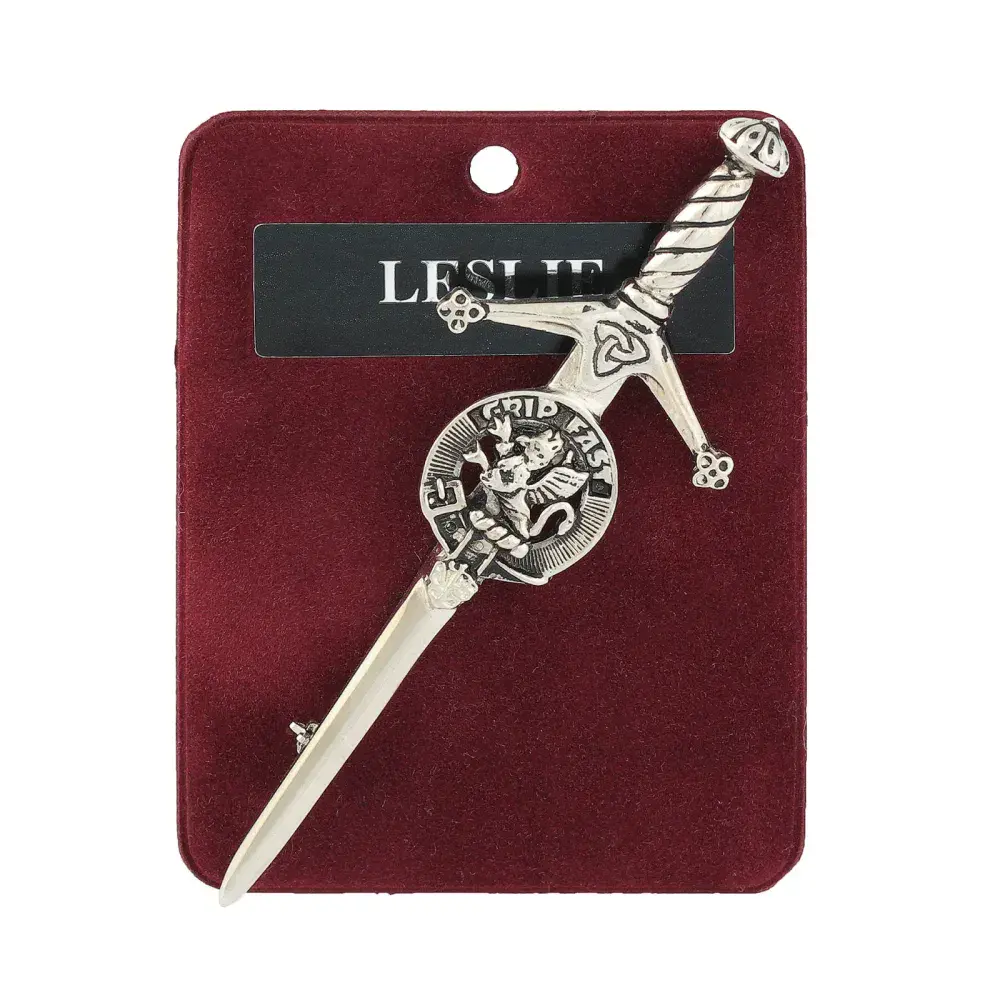 Traditional Scottish Art Pewter Kilt Pin Leslie Made in Scotland