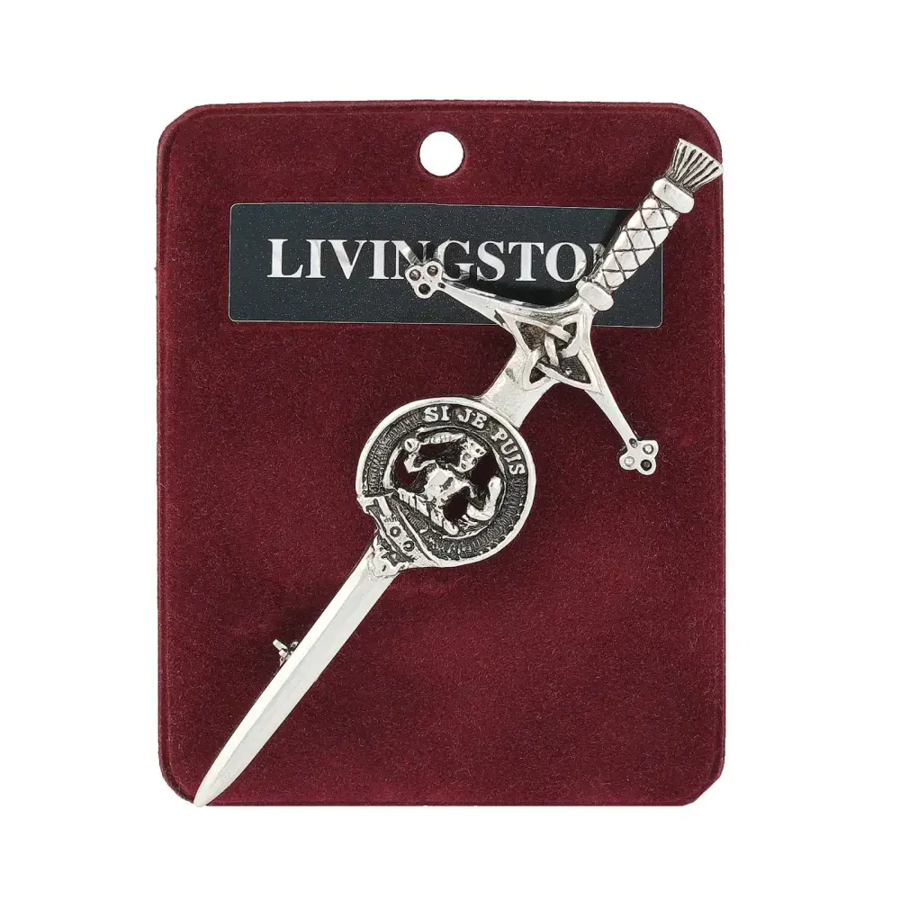 Traditional Scottish Art Pewter Kilt Pin Livingston Made in Scotland