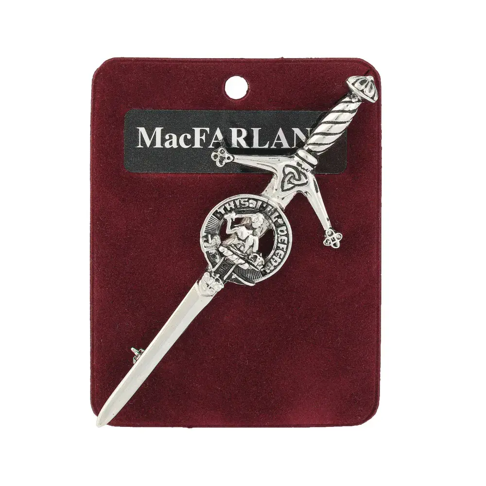 Traditional Scottish Art Pewter Kilt Pin Macfarlane Made in Scotland