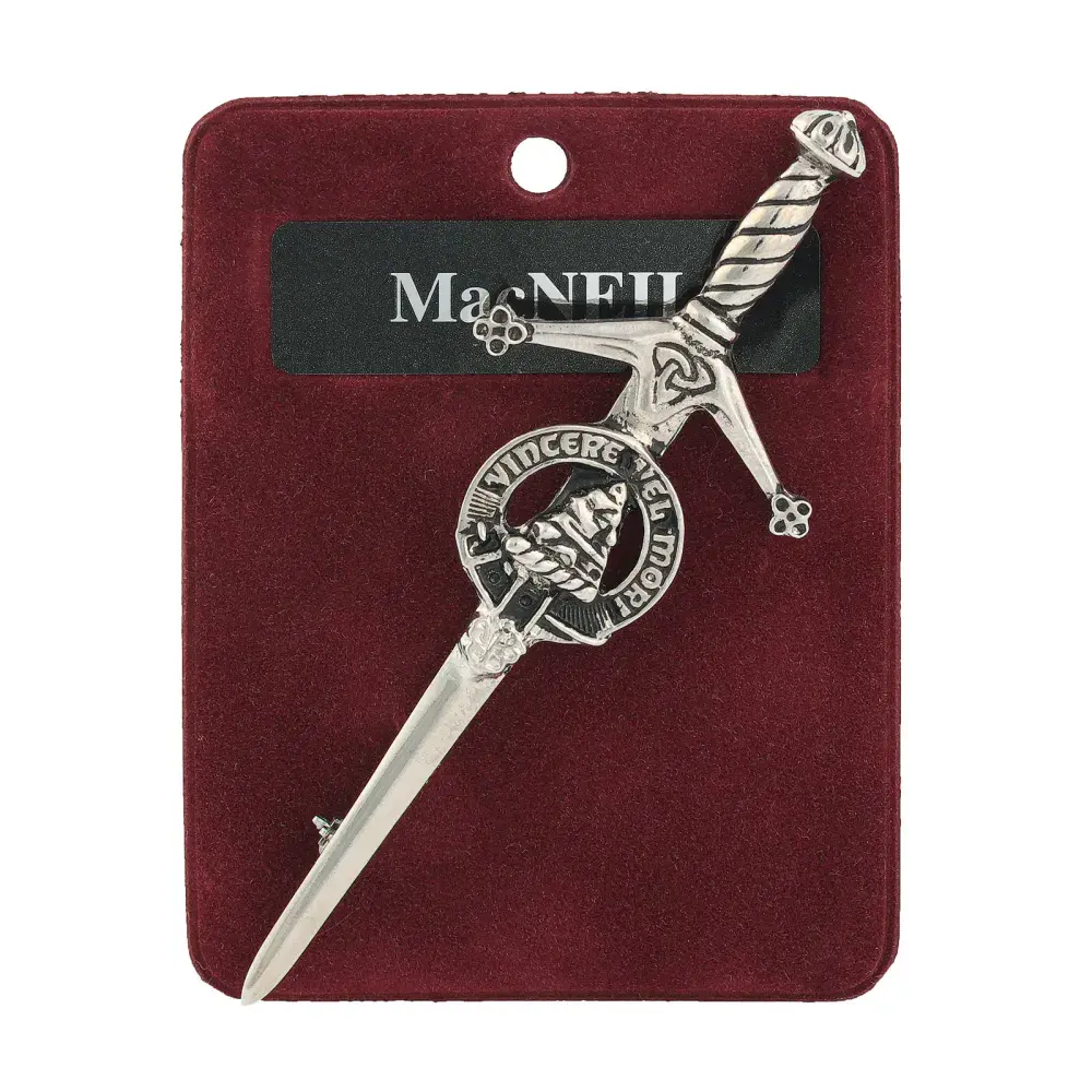 Traditional Scottish Art Pewter Kilt Pin Macneil Made in Scotland