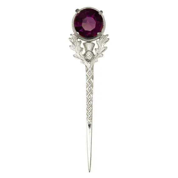 Traditional Scottish Thistle Kilt Pin Dark Amethyst Dark Amethyst Made in Scotland
