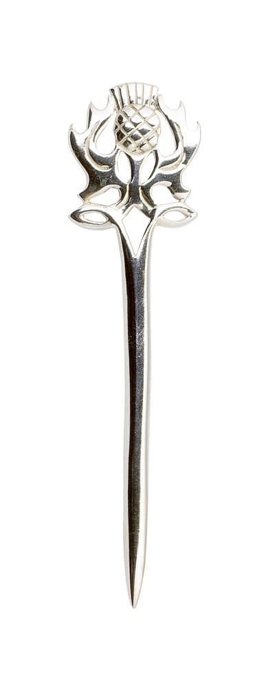 Traditional Scottish Thistle Made In Scotland Sterling Silver Kilt Pin W/ Presentation Box
