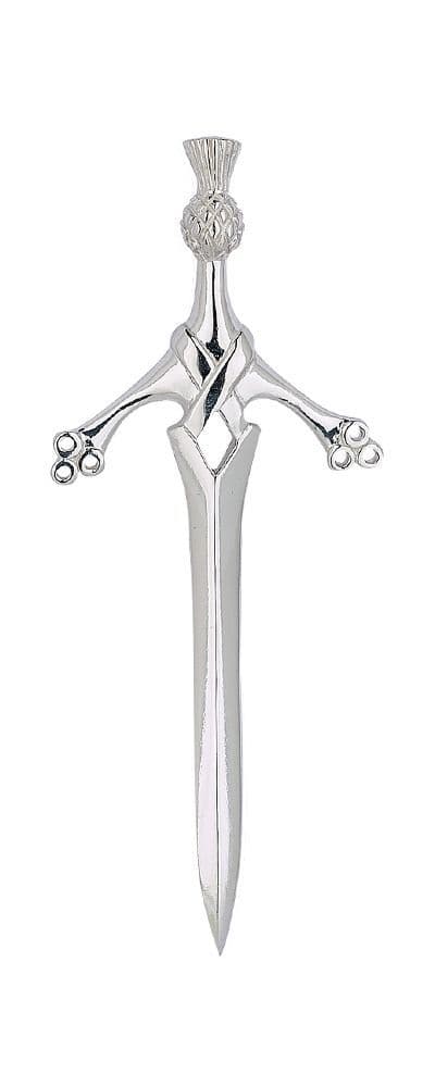 Traditional Scottish Thistle Sword Sterling Silver Kilt Pin W/ Presentation Box