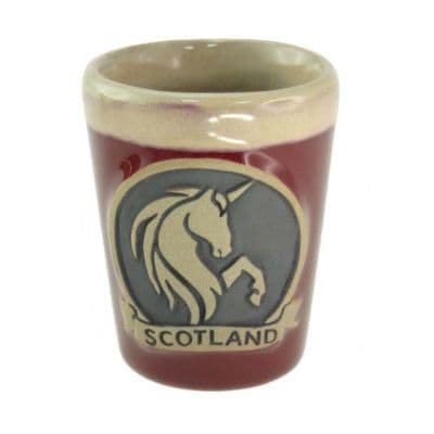 Unicorn Shot Glass | Red Stoneware Glass | Dishwasher Safe | Whisky, Vodka, Tequila |