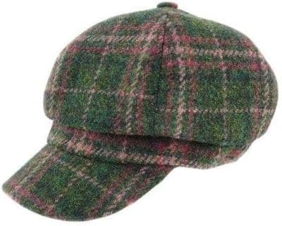 Women's Baker Boy Cap - Dark Green & Plum Check - Deluxe Accessory - Scottish Heritage
