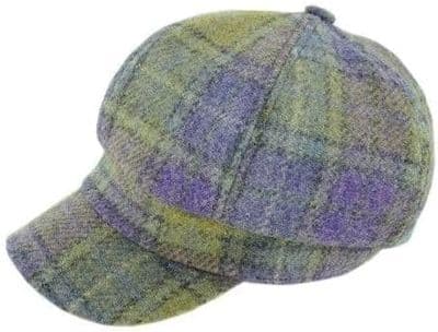 Women's Baker Boy Cap - Lilac & Lime Green Tartan - Deluxe Accessory - Scottish Heritage
