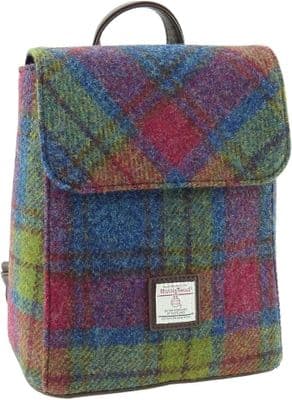 Women's Mini Backpack | Harris Tweed Wool | Multi Tartan | Unique Design |