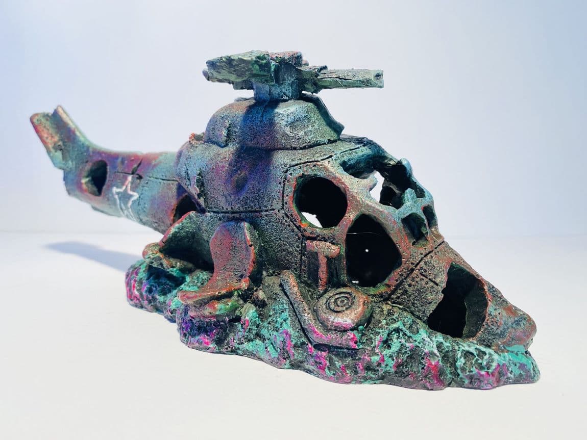 27 cm Helicopter Wreck Aquarium Ornament