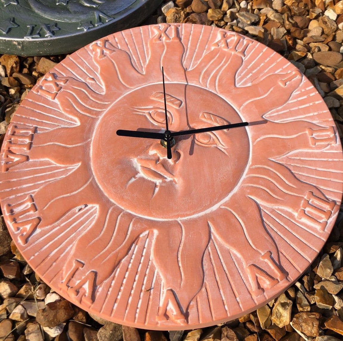 30 cm Terracotta Garden Wall Clock Sun