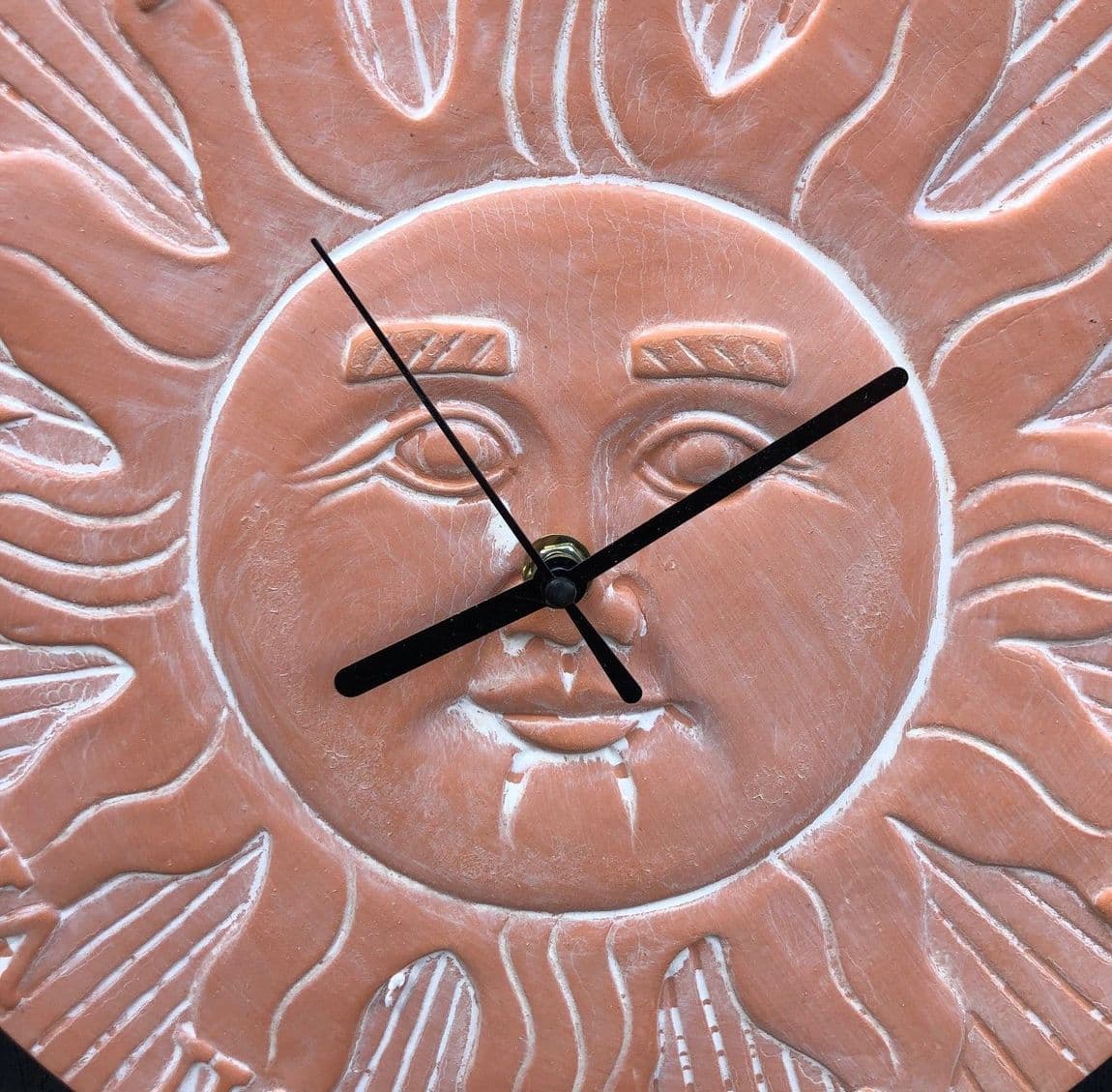 30 cm Terracotta Garden Wall Clock Sun