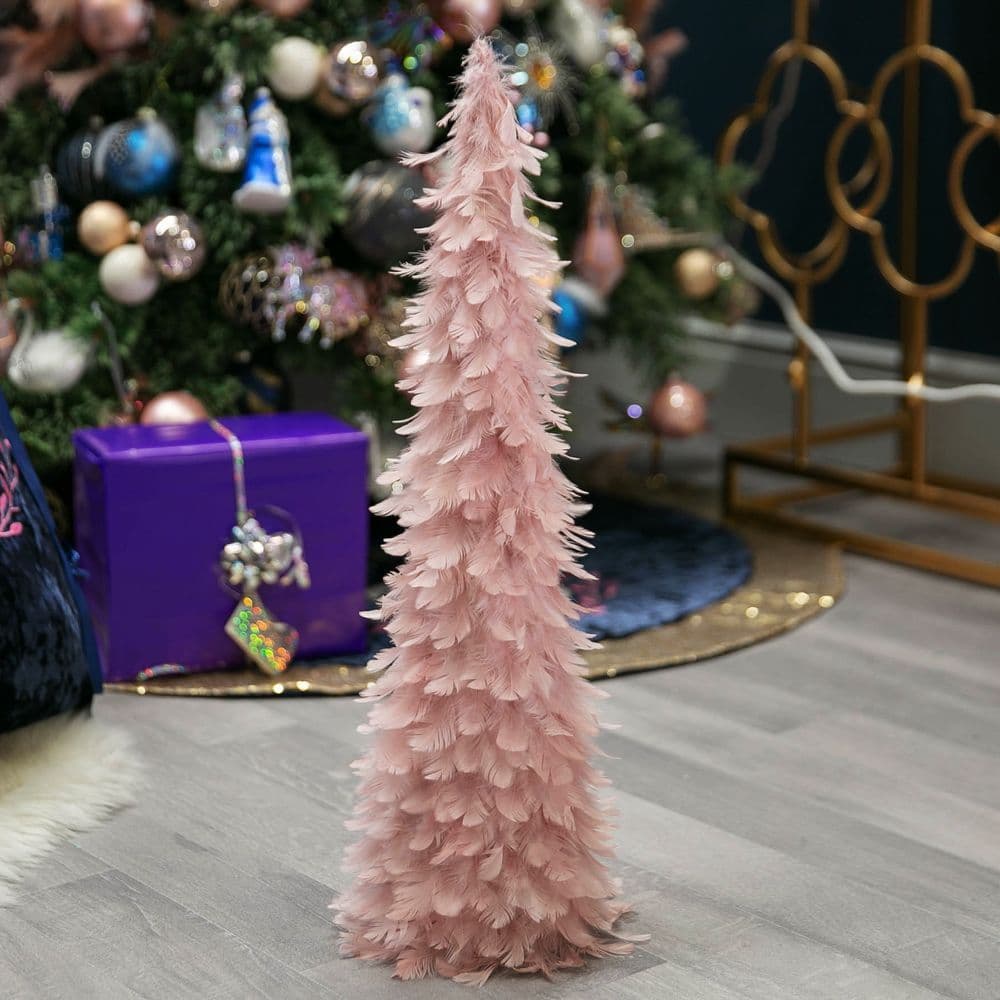 60 cm Tall Pink Feather Christmas Tree