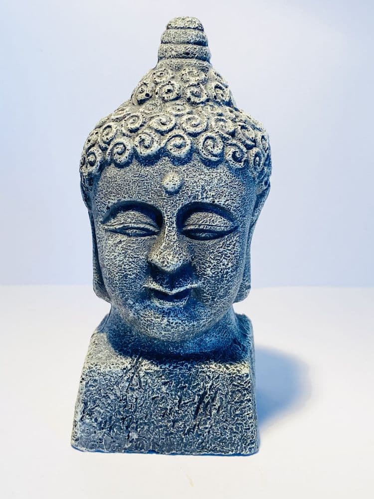 Grey Buddha Head Japanese Themed Aquarium Ornament 15 5cm