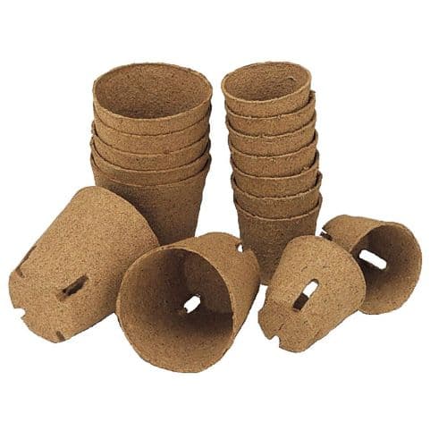 10  Genuine Jiffy Organic Fibre Pots 6cm Round with drainage slits