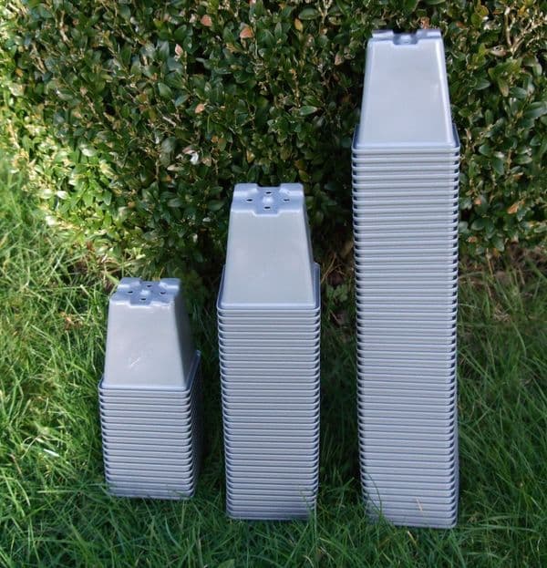 100 - 7cm Square Grey Plant pots HSP