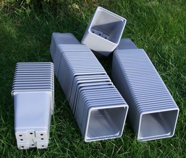 100 - 9cm Square Grey Pots