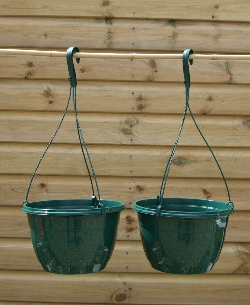 2 x Dark Green 27cm Hanging Baskets