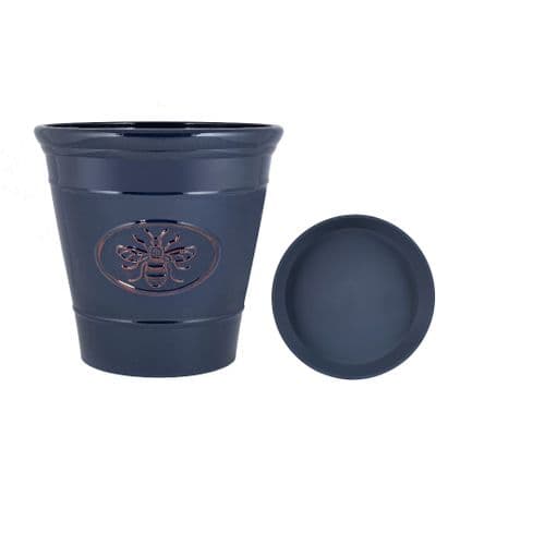 23cm Medium Size Bee planter Dark Blue plant pot with Saucer