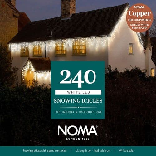 240 White LED Snowing Icicles by Noma