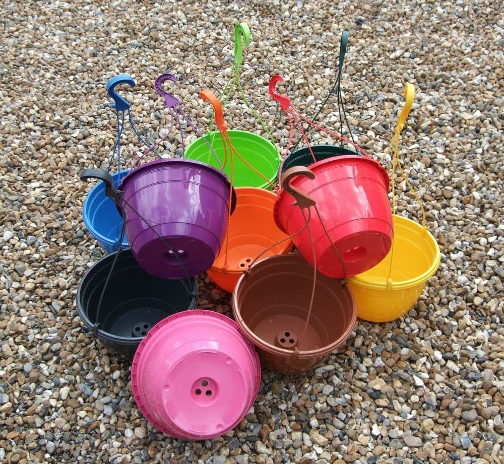 27cm Coloured Hanging Baskets Garden Pot Planters