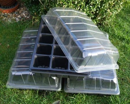 3 Seed Gravel Trays ,  3  -15 Hole Multi Pots & 3 Propagator Lids Set