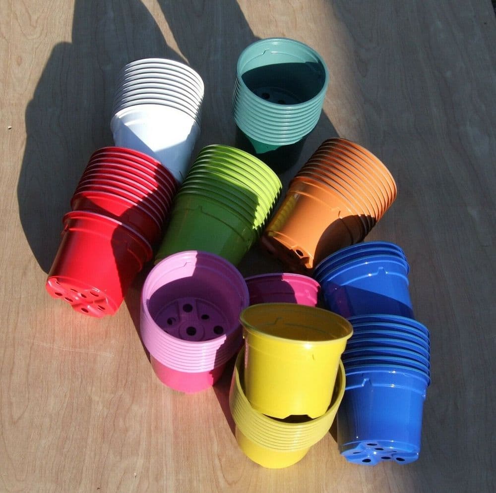 30 Small 9cm Round Coloured Plastic Plant Pots Choose Your Colour pack-of-2-80cm-long-slate-trough-plant-pot-plastic-planter-outdoor