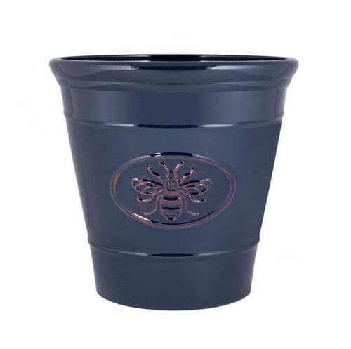 40cm  Extra large  Plant Pot Dark Blue Bee Design Planter with Free Saucer