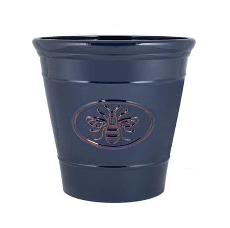 40cm  Extra large  Plant Pot Dark Blue Bee Design Planter with Free Saucer