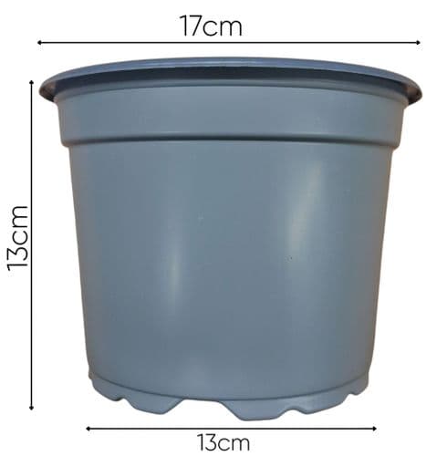 50 - 2 Litre  Grey Round Plant Pots 17cm  by Desh