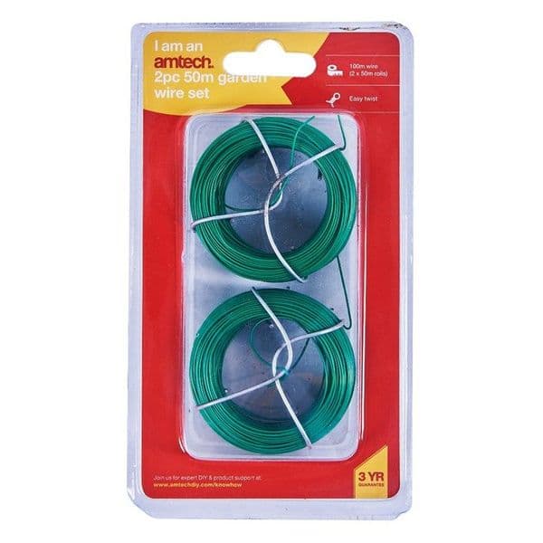 50m Plastic Coated Garden Wire set 2 piece by Amtech U4200