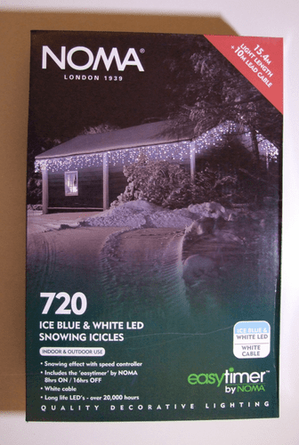 720 Ice Blue and White LED Snowing Icicles by Noma