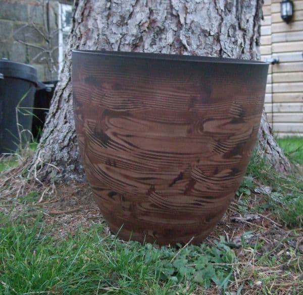 Dark Brown Natural Finish Large 33cm Plastic Planter