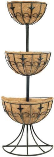 Deluxe  Wrought Iron Three Tier Wall Planter with Coco Liners