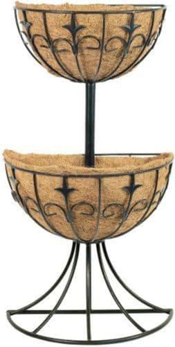 Deluxe  Wrought Iron Two Tier Wall Planter with Coco Liners