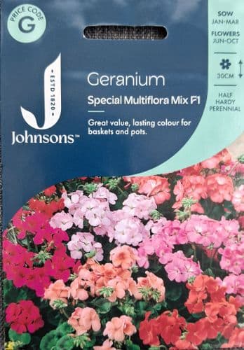Geranium    Special Multiflora Mix Johnsons Seeds
